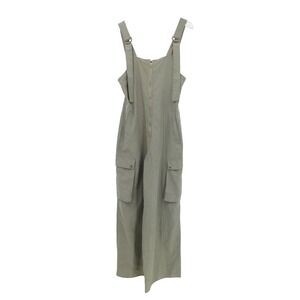 Choosy Olive Green Jumpsuit Women's Utility‎ Cargo Wide Leg Romper Size M